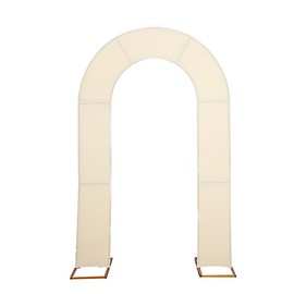Balsa Circle 8 feet Beige Fitted Spandex Double Open Arch Backdrop Stand Cover | Event U-Shaped Arch Fabric Covers Outdoor or Indoor Party Reception Home Photography Decorations Supplies