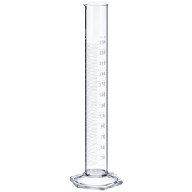 NeoLab E-1267 Measuring Cylinder, Tall Pattern, Hex Foot, Class B Borosilicate Glass, 250 ml