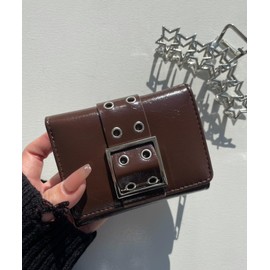 Wego Women's Grommet Belt Flap Wallet, Braun