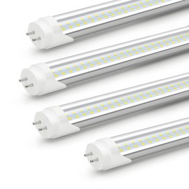 Reisener T8 LED Bulbs 4 Foot, Type B 4FT Tube Light, 24W 3120 Lumen, 6500K Cool White, T10 T12 65W Equivalent 48 Inch Fluorescent Replacement for Office Shop Light, Only Remove Ballast, 4 Pack
