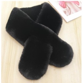 Faux Fur Shawls and Wraps for Women Winter Wedding Faux Fur Scarf for Bridal Bridesmaids (Black, One size)