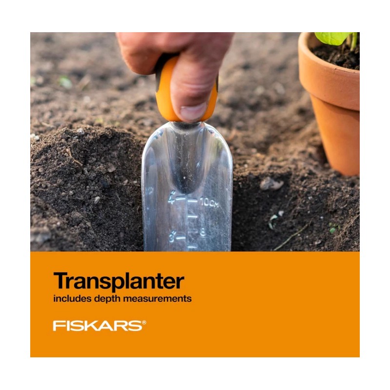 Fiskars 3-in-1 Garden Tool Set with Trowel, Transplanter & Cultivator,