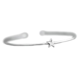 SUGARKITTEN LONDON Rhodium on Sterling Silver Shine Bright Star Bead Balls Torque Cuff Thin Bangle 16.5cm 6.5''