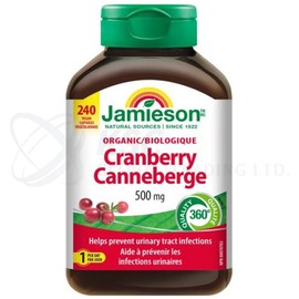 Jamieson Organic Cranberry 500 mg x 240 capsules [Jamieson Organic Cranberry 500mg - 240 Vegan Capsules], 240 tablets, 1 unit / 자미에슨 유기농 크랜베리 500 mg x 240캡슐 [Jamieson Organic Cranberry 500mg - 240 Vegan Capsules], 240정, 1개