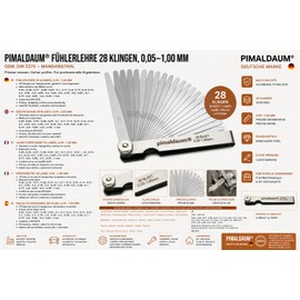 PIMALDAUM Feeler Gauge Manganese Steel 32 Blades