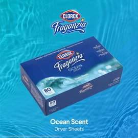 Clorox Fraganzia Fabric Softener Dryer Sheets, Ocean Scent - Wrinkle Reducing Scented Softening Laundry Dryer Sheets for Great Smelling Clothes, 80 Count - 6 Pack