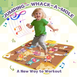 Whack a Mole Game, Interactive Constructive Smack Moles Game Playmat with Sound for 2 3 4 5 6 Years Old Kids, Boys Girls Interactive Toys with 2 Hammers, Educational Game for Toddlers (Yellow)