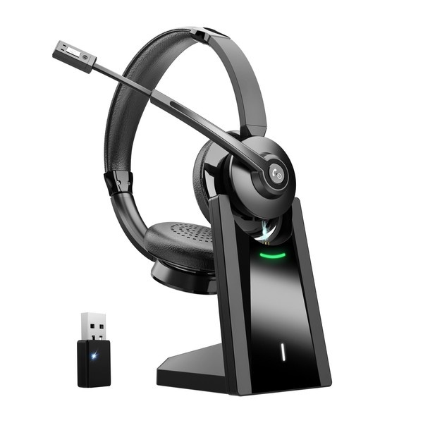 Earbay Wireless Headset, Wireless Headset with Microphone Mute for PC/Office/Zoom/Skype/Laptop/Meeting