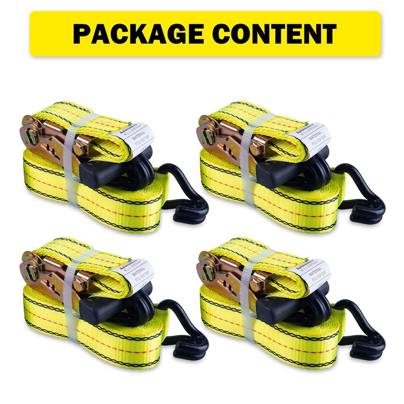 Autofonder 4pcs 1-1/2 x 15 ft Heavy Duty Ratchet Cargo