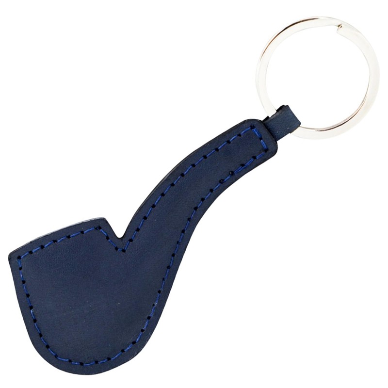 Savinelli 1876 Limited Edition Embossed Italian Leather Keychain, Blue