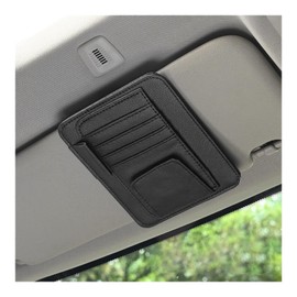 Car Sun Visor Organizer, Small Auto Visor Organizer and Storage, Registration and Document Holder, Vehicle Accessories for Sunglasses, Document, Card, Pen, Driver License (Black)