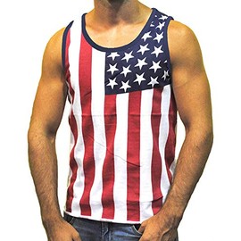 Exist Men's American Flag Stripes and Stars Tank Top Shirt TAF06 3XL