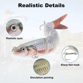 CAPASTEC Freshwater Lifelike Catfish Fishing Lures, Realistic Segment Lifelike Fishing Lures, 3D Eyes for Enhanced Attraction, Blue, 3 Pcs
