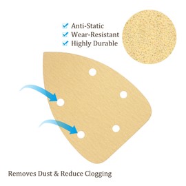 Kozelo 18pcs Mouse Detail Sander Sandpaper - [5-Hole 100 Grit] Aluminum Oxide Triangle Hook and Loop Sanding Pads Sheet for Sanding and Polishing Wood Furniture Metal Use