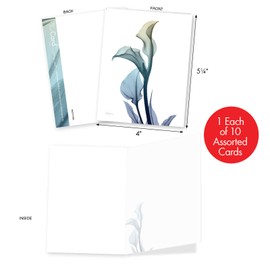 The Best Card Company - 10 Boxed Note Cards with Flowers - Blank Assorted Floral Notecards Bulk (4 x 5.12 Inch) - Blooming Expressions AM6221OCB-B1x10