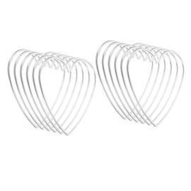 PATIKIL 4inch Dream Catcher Rings, 12 Pcs Metal Heart Shape Macrame Wreath Floral Ring Hoop for Home DIY Craft Wedding Wall Hanging Decorations, White Silver