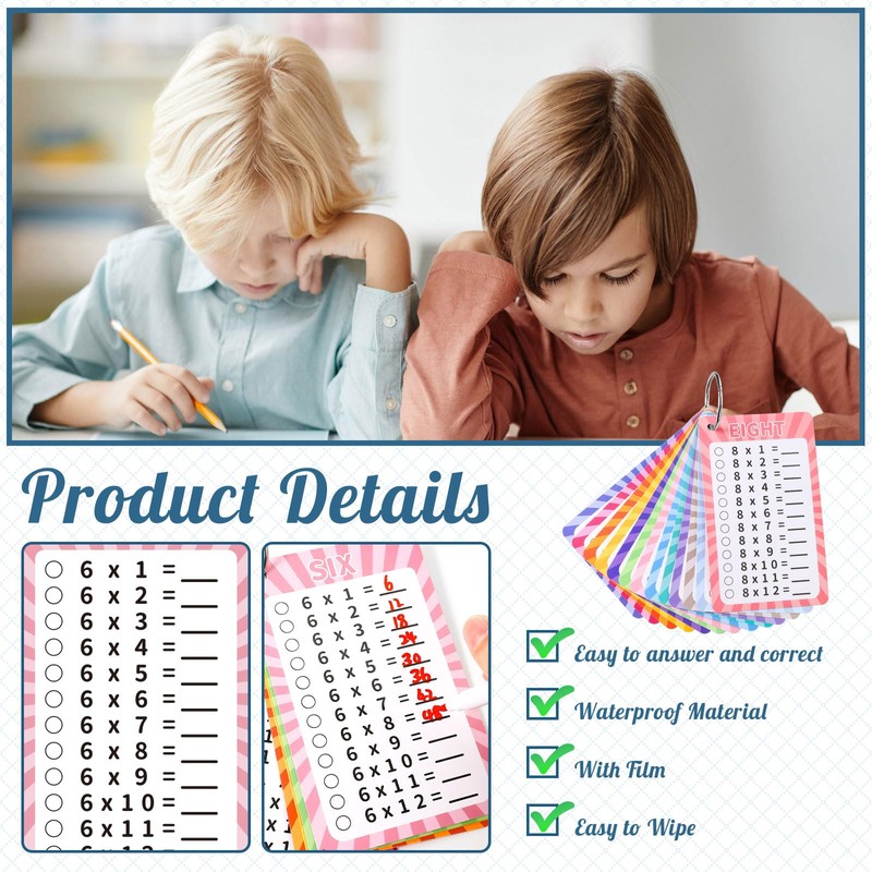 13 Pcs Multiplication Flashcards 0-12, Times Table Flash Cards Multiplication