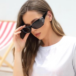 LVIOE Polarized Sunglasses Womens Butterfly Design UV Protection, Wrap Around Style for Driving, Outdoor Activities