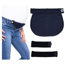 Mija – Set of 3: Maternity Pregnancy waistband ADJUSTABLE elastic waist extender 1028 (Blue)