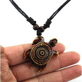 Scddboy Hawaiian Sea Turtle Pendant Necklace for Women Men - Adjustable Cord Surfer Necklace