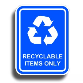 215 Decals Recyclable Items Only Sticker Blue Decal Recycle Reuse Label Container Bin Can