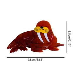 Novelty Walrus Hair Clip,Funny Acetate Hair Clip,Big Claw Clip for Women,Fashion Hair Claw Clip,Brown