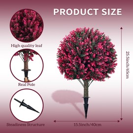 XUXDUHY 23 Inch Artificial Tree, Set of 2 with Ground Spikes, UV Resistant Simulated Greenery Bush, Porch Fake Evergreens, Planter Artificial Plants, Garden Patio Porch Decorations