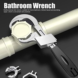 Garosa Ajustable Llave de Fregadero Multifuncional Llave de Grifo de Apertura Grande de 80 Mm Herramienta de Reparación de Plomería Aleación de Aluminio con 3 cabezales de repuesto