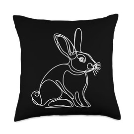 Line Art Simple Drawing Artwork Flemish Giant Rabbit Rabbit Throw Pillow