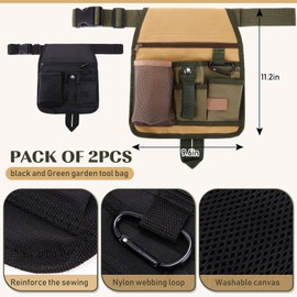 Dansydaisy 2 Pack Handy Organizer Garden Tool Pouch, Garden Tool Belt, Utility Tool Pouch Unisex with Multiple Pockets and Zipper, Unisex Belt with Adjustable Waist Belt for Gardening Gifts, Florists