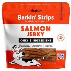 Vitafur Barkin Burger - Salmon Jerky Grain-Free Dog Treats, 12 oz Pack - Premium One-Ingredient, All-Natural, Low-Fat, Lean Protein Treats for Dogs and Breeds