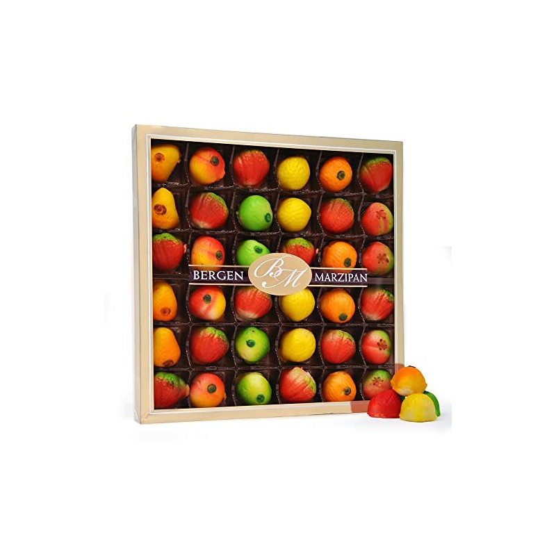 Bergen Marzipan 36 Piece Assorted Fruit Box Tray