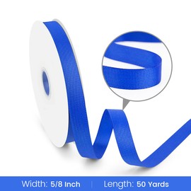 Isaspire 5/8" Width x 50 Yards Grosgrain Ribbon, Royal Blue Ribbed Ribbon for Gift Wrapping, Hair, Bows, Craft, DIY, Swags, Wedding, Valentine's Day, Christmas and Party Decoration