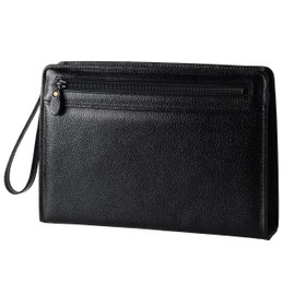 Synsolo Men's Genuine Leather Second Bag, Made in Japan, Formal Bag, Black, For Ceremonial Occasions, A5 file (wr-1012)