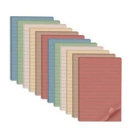 Paquete de 12 notas adhesivas forradas de 4 x 6 pulgadas, bloc de notas grandes con líneas, poder superadhesivo, blocs de notas de oficina y escuela, 