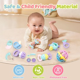 Dhnvcud Baby Toys 0-6 Months Newborn Toys, Infant Toys for 0-12 Months Newborn Toy Baby Rattle Sensory Toy Teether Toy Set for Babies 6-18 Month Wrist Socks with Storage Bag