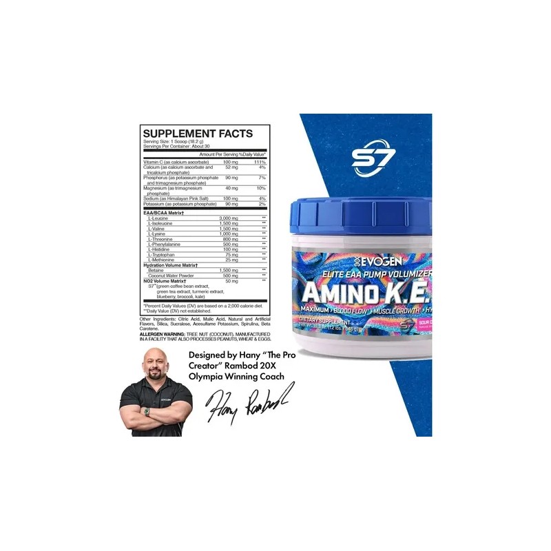 Aminoácidos Evogen Amino Kem 30 Servicios Sabor Sour Candy