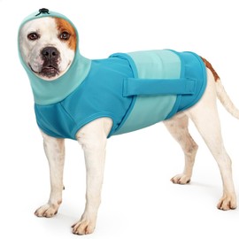 Ear Protection Dog, Dog Coat with Hood, Hearing Protection, Dog New Year's Eve Dog Coat, Anti-Stress Vest, Turtleneck for Dogs, Anxiety Calming Jacket, Calming Shirt, Dog Hat (Blue, L)