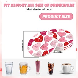 Whaline 4Pcs Valentine's Day Ceramic Coasters Red Pink Heart Drink Coasters Absorbent Cup Mat for Mug Cup Home Kitchen Party Table Decor