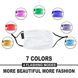 Unbranded Led Light Face Mask 7 Colors Filter Glitter Rechargeable Glowing Mask