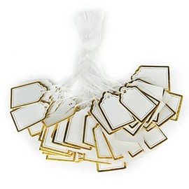 ULTNICE 500pcs Paper Tag Price Label Tag with Hanging String for Jewelry Watch Sale Display 0.63 inch x 1 inch / 1.5 x 2.5 cm