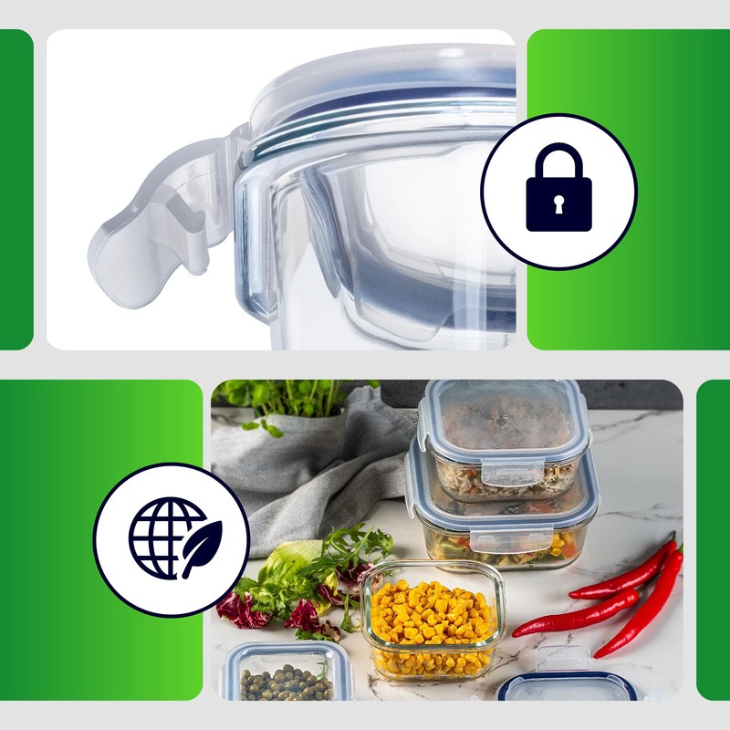 KADAX Glass Container with Lid, Food Container, Dishwasher Safe Food