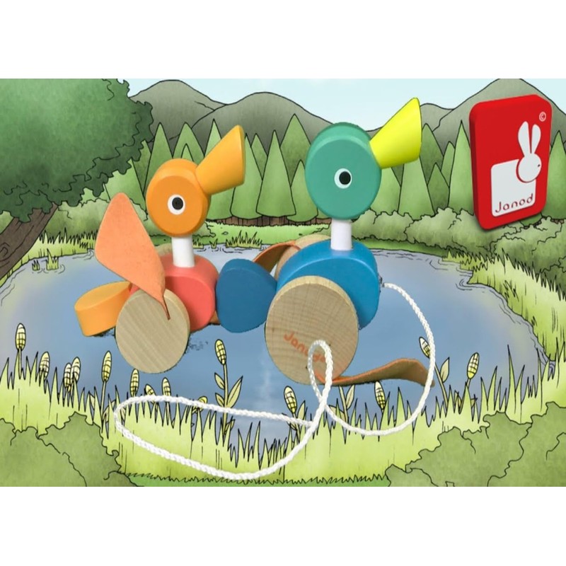 Janod - Zigolos Wooden Pull-Along Ducks - FSC Certified Pull-Along