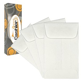 500 Cashier Depot #1 Coin Envelope, White, 2-1/4" X 3-1/2", 24lb, Gum Flap, 500/Box