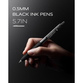 STAGEEK 0.5mm Gel Pens Fine Point Smooth Writing Pens, 12PCS Black Ink Pens, Retractable Leather-Like Black Gel Pens, Business Gel Pen for Journaling, Writing, School, Office Use (Black)