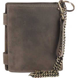 Harrys-Collection Wallet Made of High-Quality Vintage Leather + RFID with Chain Plain, dark brown, purse