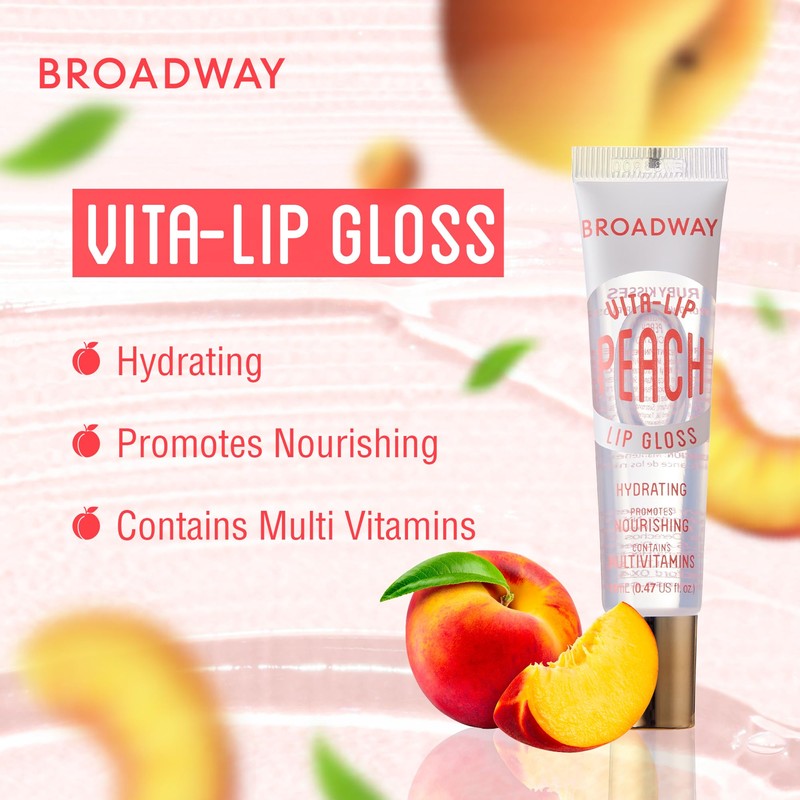 Ruby Kisses Broadway Lip Gloss Vita-Lip Clear Lip Gloss, Moisturizing,