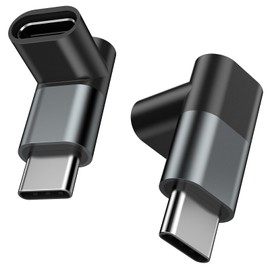 90 Degree USB-C Male to USB-C Female Adapter, Right Angle 20Gbps Data Transfer Type C PD Extender Compatible with ROG Ally, Steam Deck, Switch and More Laptop, Tablet, Phone