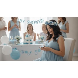 PoshMyra Dusty Blue Flower Crown for Women Bride Birthday Gift Photo Prop