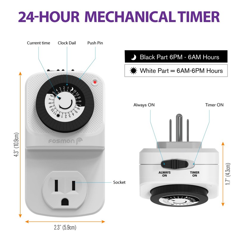 Fosmon 24 Hour Outlet Timer for Electrical Outlets, Indoor Mechanical